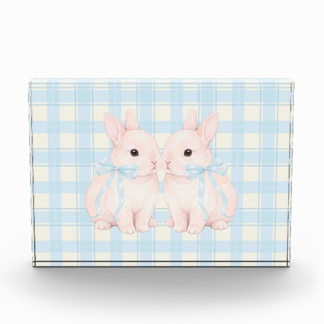Bloc Photo Pink Marshmallow Bunny Rabbits Easter Acrylic Art (Devant)