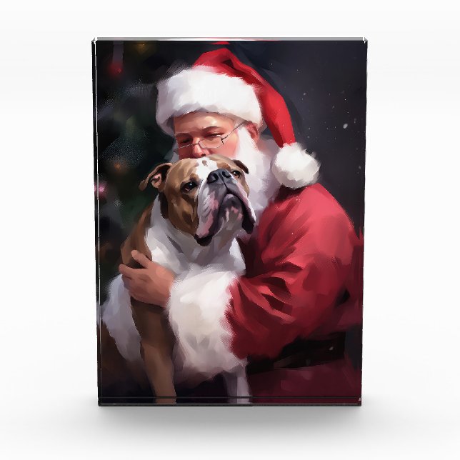 Bloc Photo Pitbull avec le Père Noël Fête de Noël (Devant)
