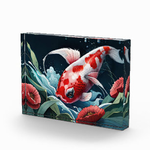 Bloc Photo Poisson Koi Femme Dessin Japonais Art Koi Poisson