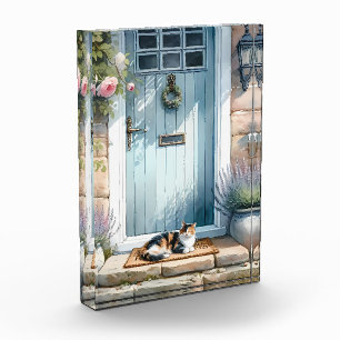 Bloc Photo Porche Floral Cottagecore avec Chat Calicot