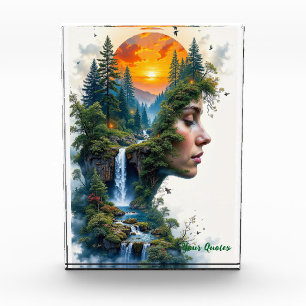 Bloc Photo Portrait de femme surréaliste dans la nature au co