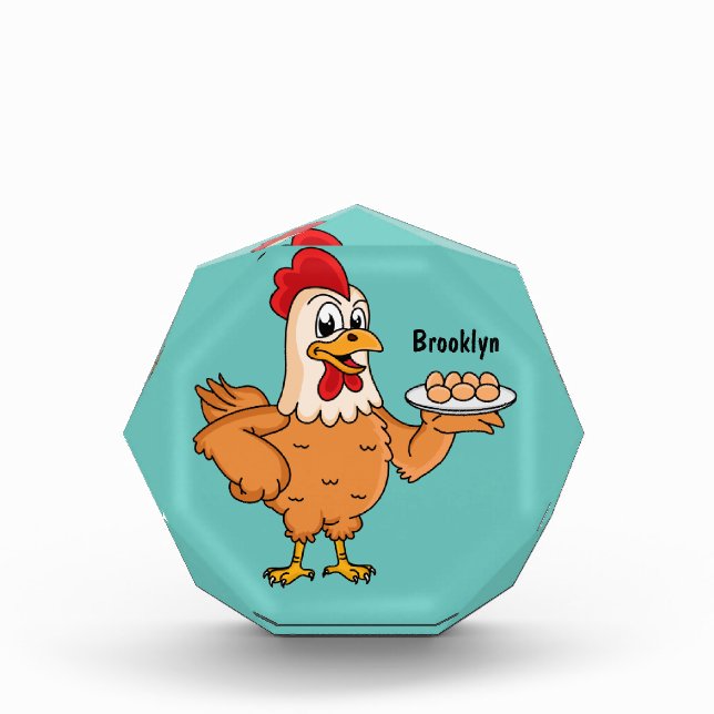 Bloc Photo Poulet avec oeufs sur plaque de dessin animé (Devant)