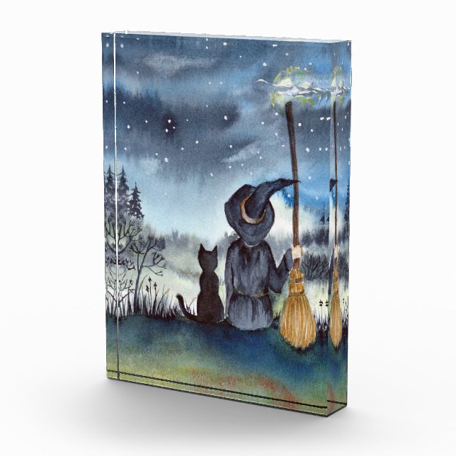 Bloc Photo Pour Halloween Chat noir et la Sorcière étoilée nu (Droite)