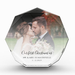 Bloc Photo Premier Noël Marié Marié Mariage Jour Couples Phot