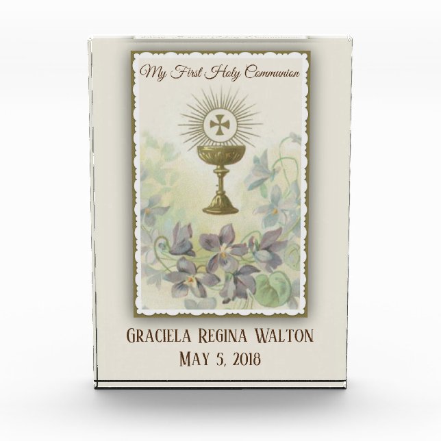 Bloc Photo Première Communion Sainte Jésus Hôte Chalice Keeps (Devant)