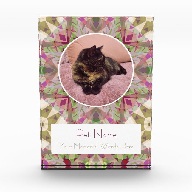 Bloc Photo Pretty Pink Green Pet Cat Dog Memorial Keepsake (Devant)