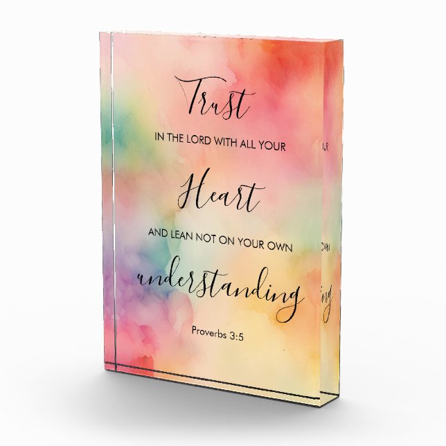 Bloc Photo Proverbes 3:5 Bible Verse Acrylique (Droite)