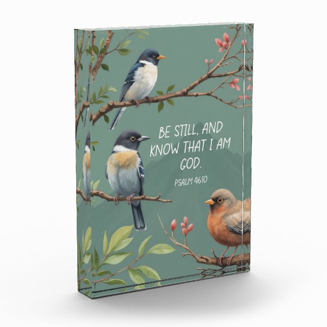 Bloc Photo Psaume 46:10 Bible chrétienne Verse Image (Gauche)