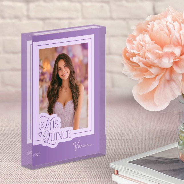 Bloc Photo Purple Mis Quince Quinceañera Photo Acrylique Bloc (5x7 photo acrylic block)