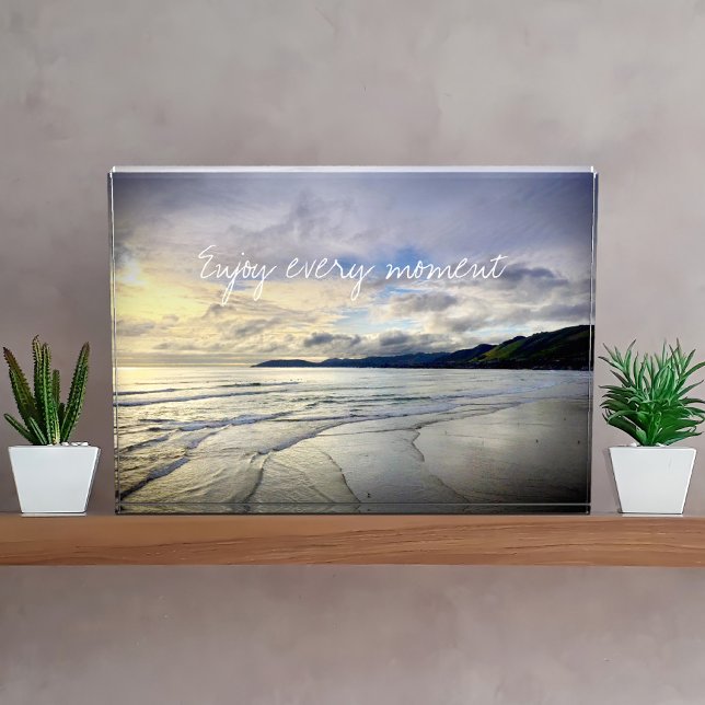 Bloc Photo Purple Ocean Beach Sunset Profitez De Chaque Momen (Créateur téléchargé)