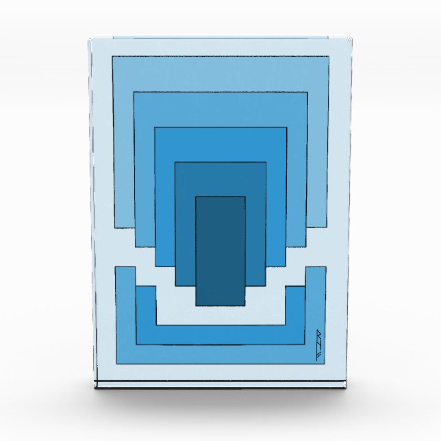 Bloc Photo Rectangle Abstrait en bleu (Devant)