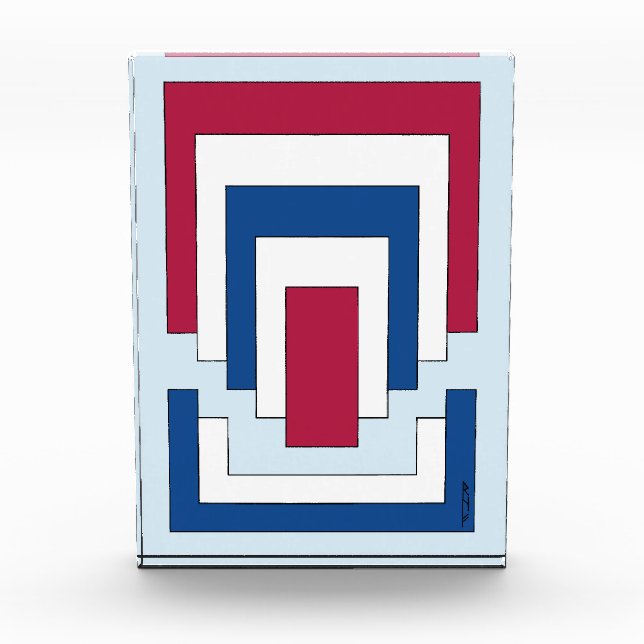 Bloc Photo Rectangle Abstrait en rouge, blanc et bleu (Devant)
