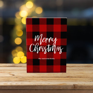 Bloc Photo Red Buffalo Plaid & Joyeux Noël  Nom personnel