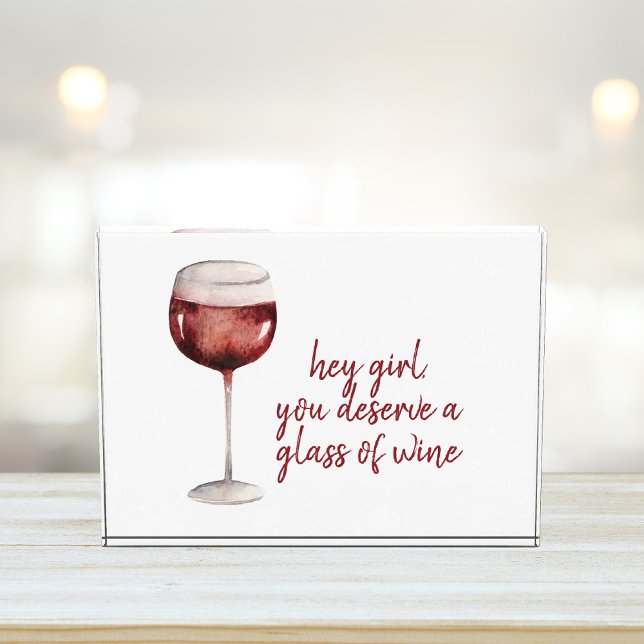 Bloc Photo Red Hey Girl Vous Méritez Un Verre De Vin Citation (Créateur téléchargé)