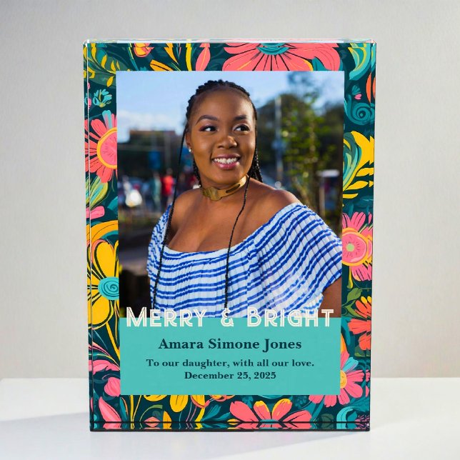 Bloc Photo Retro Floral Gifts for African American Daughter (Retro Floral Gifts for African American Daughter Photo Block)