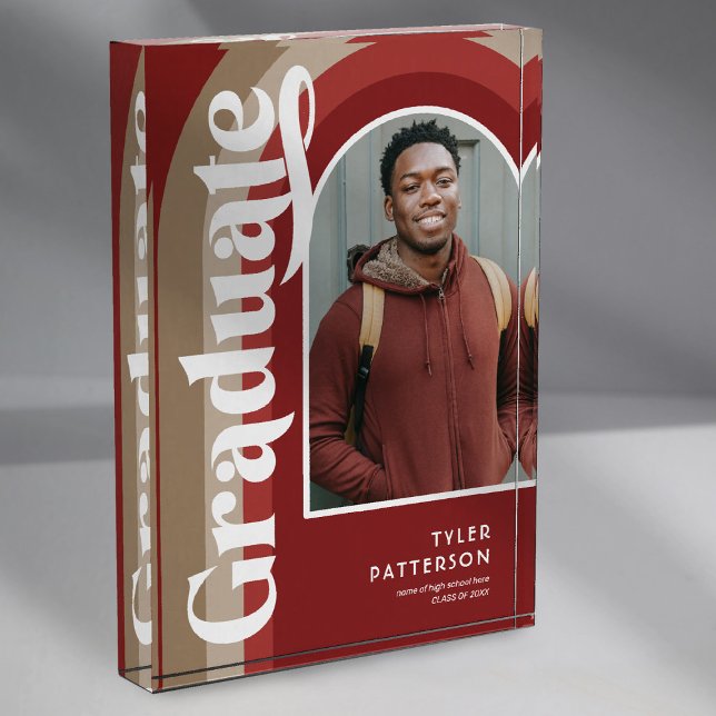 Bloc Photo Retro Red Arch Photo 2025 Graduation (Créateur téléchargé)