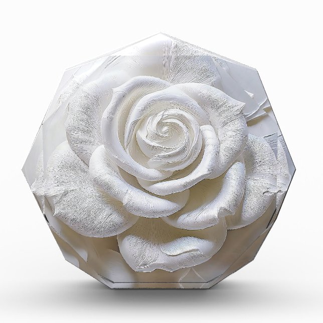 Bloc Photo Rose Sculptée - Blanc sur Blanc (Devant)