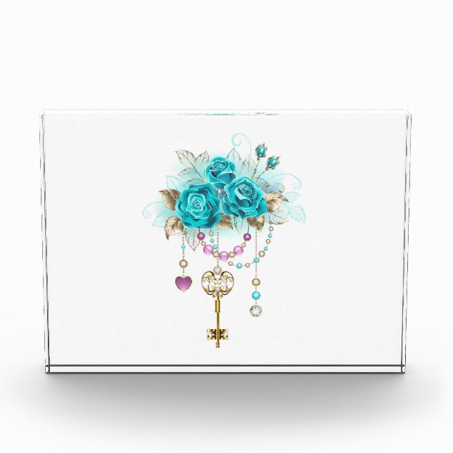 Bloc Photo Roses turquoise avec touches (Devant)