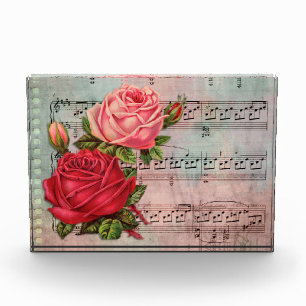 Bloc Photo Roses vintages avec notes de musique
