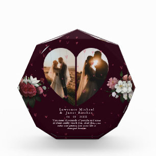 Bloc Photo Rouge moderne Personnalisé Coeur forme couples pho