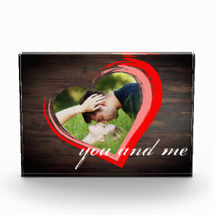 Bloc Photo Rustic Wood Two Hearts Photo Valentine's Day