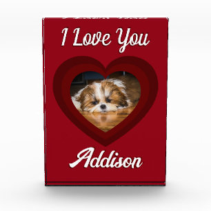 Bloc Photo Saint-Valentin amour de chien de coeur Nom photo p