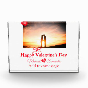 Bloc Photo Saint-Valentin nœud rouge ajoutez photo nom cœur a