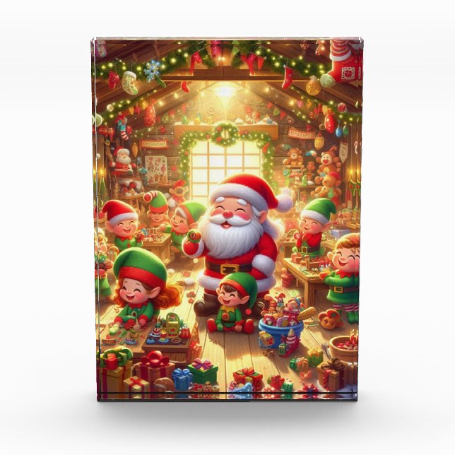 Bloc Photo Santa and His Cute Little Elves in His Workshop (Devant)