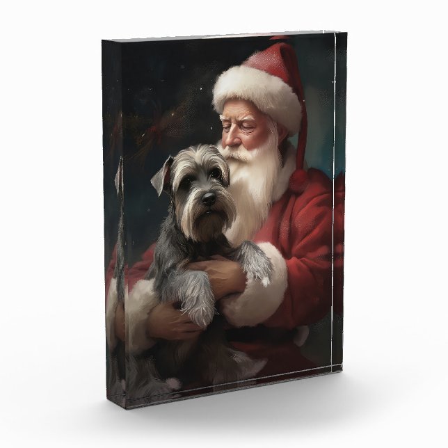 Bloc Photo Schnauzer avec Noël Festif du Père Noël (Gauche)