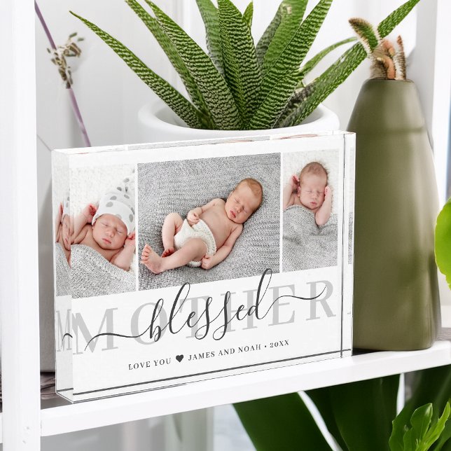 Bloc Photo Script de la fête des mères Cadeau béni (Mother's Day Script Blessed Keepsake Photo Block)