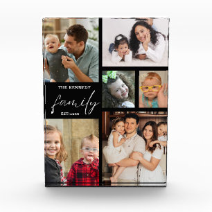 Bloc Photo Script moderne Nom de famille 6 Photo Collage noir
