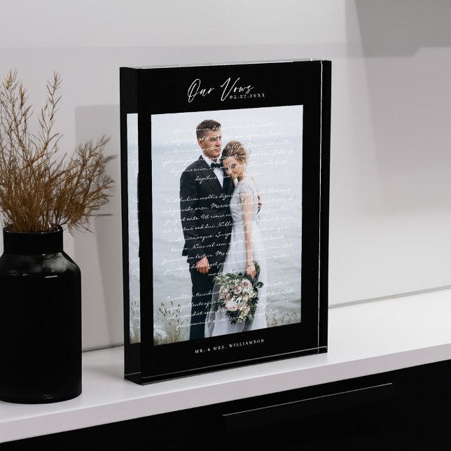 Bloc Photo Script Vows mariage et trame noire minimale (Wedding Vows Script & Minimal Black Frame Photo Block)