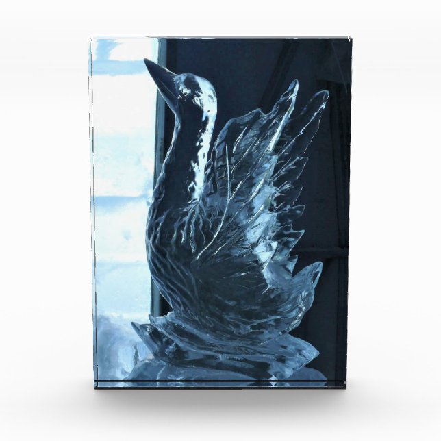 Bloc Photo Sculpture de glace de cygne, Québec, Canada (Devant)