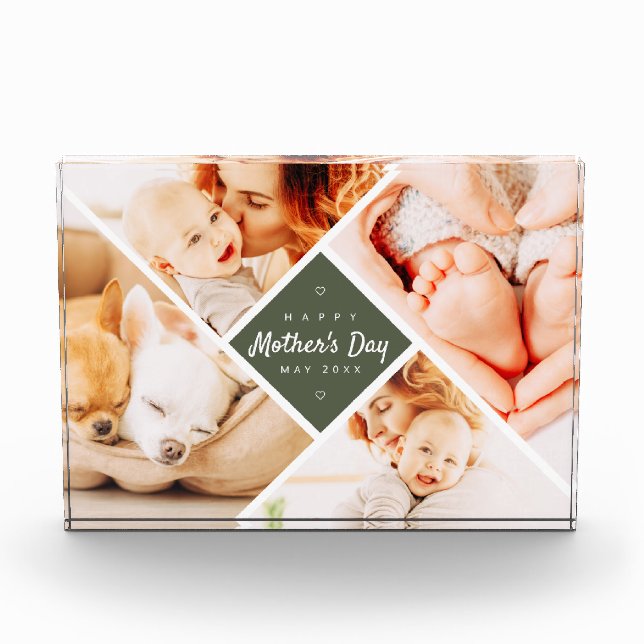 Bloc Photo Simple moderne Joyeux Fête des Mères Personnalisé (Devant)