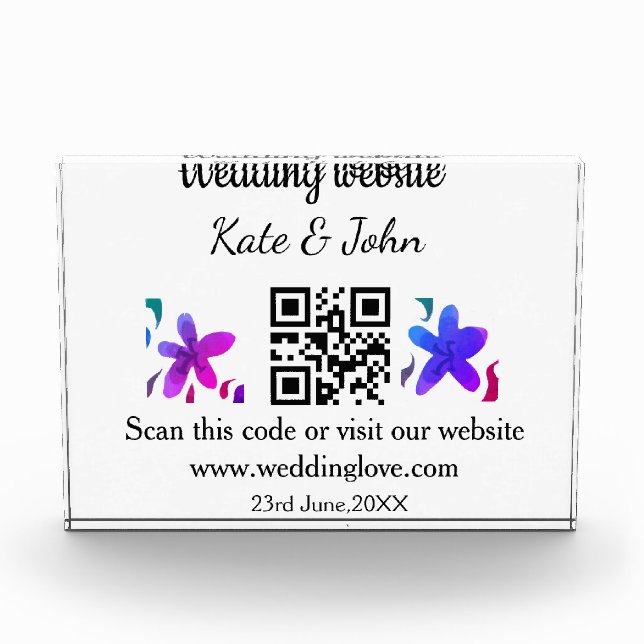 Bloc Photo Simple site web de mariage minimal code Q R ajoute (Devant)