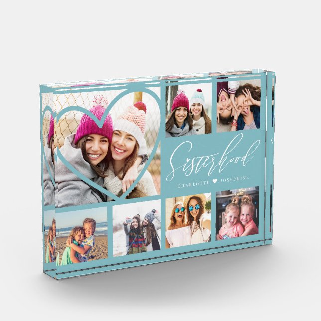 Bloc Photo Sisterhood Script BFFs Heart 7 Photo Grid Collage (Gauche)