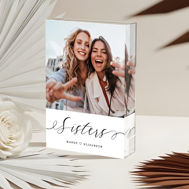 Bloc Photo Sisters Script Cadeau pour Soeurs Photo Keepsaké (Sisters Script Gift for Sisters Photo Keepsake)
