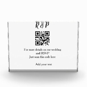 Bloc Photo Site web de mariage rsvp q r code ajouter nom text