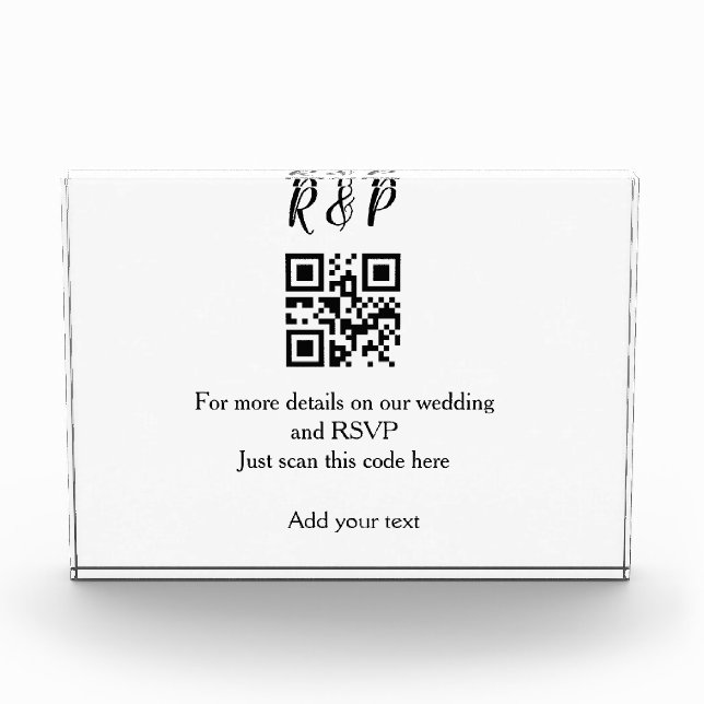 Bloc Photo Site web de mariage rsvp q r code ajouter nom text (Devant)