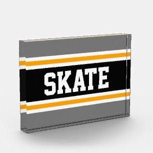 Bloc Photo SKATE Athletic Grey Black Yellow Racing Stripes