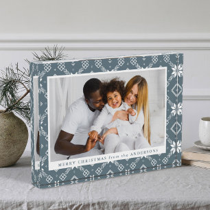 Bloc Photo Slate Blue Nordic Snowflake Motif