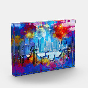 Bloc Photo SlipperyJoe NYC graffiti lune entourée de tourbill