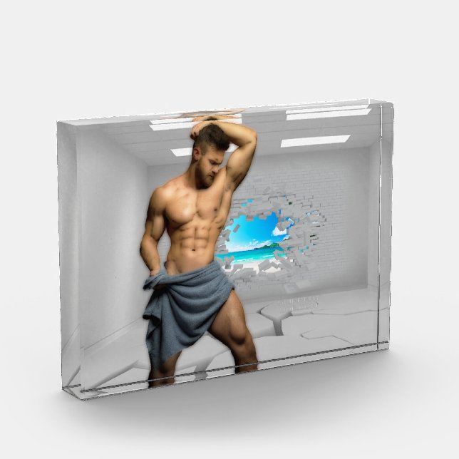 Bloc Photo SlipperyJoe's Man serviette brisée mur de brique b (Gauche)