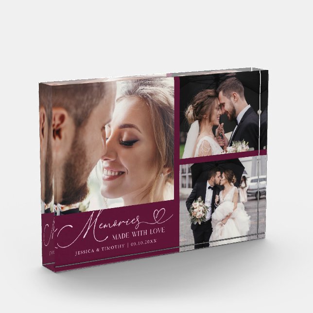 Bloc Photo Souvenirs de mariage Cranberry faits avec amour (Gauche)