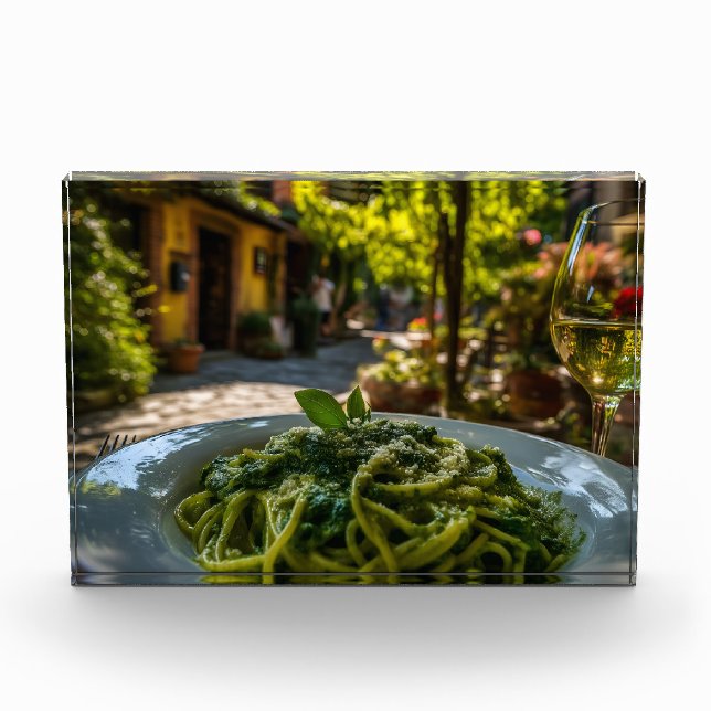 Bloc Photo Spaghetti à la sauce crémeuse aux épinards (Devant)