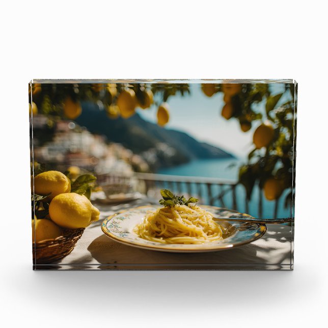 Bloc Photo Spaghetti avec sauce à la crème de citron (Devant)