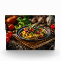 Spaghetti Puttanesca avec tomates fraîches et oliv