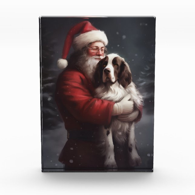 Bloc Photo Springer Spaniel Père Noël Noël Festif (Devant)