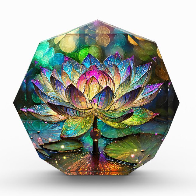 Bloc Photo Stained Glass Vibrant Lotus Flower (Devant)
