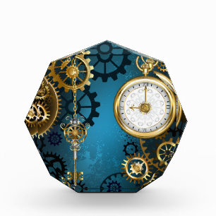 Bloc Photo Steampunk Arrière - plan turquoise avec Gears